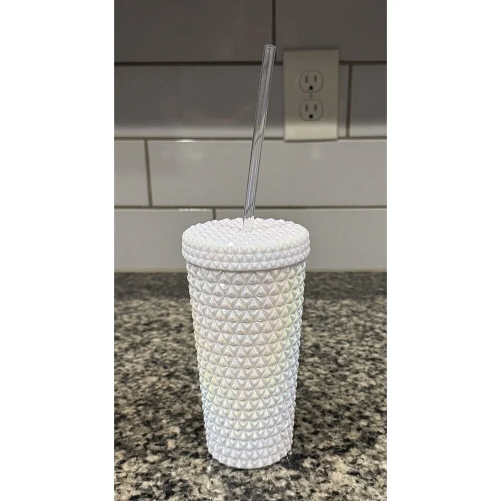 Your Zone 16oz Acrylic Iridescent Tumbler w/ Lid/Straw, hobnail-style texturing
